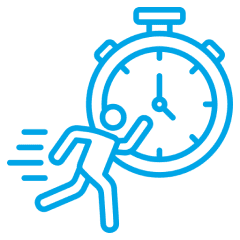 Person running beside a stopwatch icon.